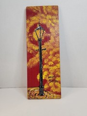 Original 2014 New Orleans Street Lamp Painting J Hurt Signed N.O. LA Art Panel