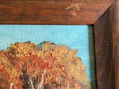 Vintage Landscape Oil Painting on Canvas Adult & Child on a Scenic Path 6 x 8 in