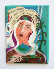 Lloyd Rivera Taos New Mexico Folk Art Retablo White Buffalo Madonna