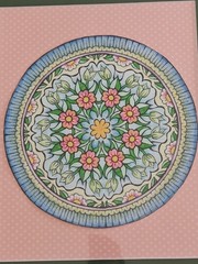 Handcolored Floral Mandala, Green Matte, Artwork, 14″ X 11″