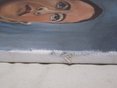 original portrait painting 12″ x 16″ President Barack Obama oil signed ? CH *