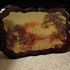 Antique Framed Country Homestead Painting On Wood Board – Stunning Wood Frame