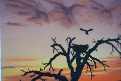 1990s Sunset Landscape Painting Wall Art – Original Acrylic Art 16×20”