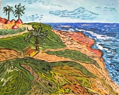 Oil Painting Original La Jolla San Diego Scene. Abstract Painting Human Made Art