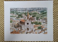Vintage Italy Florence Santa Croce Watercolor Print BIRU’S ART Roma Landscape