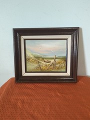 Vintage Oil Painting On Board Seascape Signed By Lionel 14 3/4″ X 12 5/8″