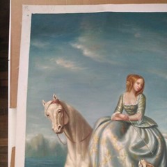 Hand painted oil on canvas, Repro. 30″w x 40″h.