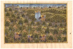 Tiger Hunting Painting Of Empoeror With His Friends On Elephant 9×6.5 Inches