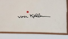 James Von Kohler Midcentury Ink & Watercolor Painting Famous bull NY Artist…