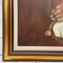 Original Oil Painting Brother Matthew OSF Portrait of Boy with Guinea Pig Signed