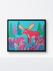 Original Moose Elk Painting 8×10 Alaskan Wildlife Pop Art Animal Nursery Decor