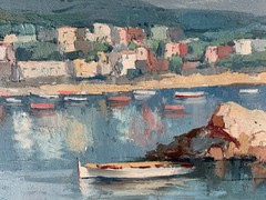 Boats in a Mediterranean Harbor by L. Santin