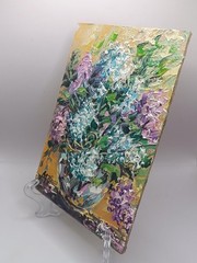 Original Oil Painting Lilac Still Life Floral Impasto Framed Bouquet Art 6*4