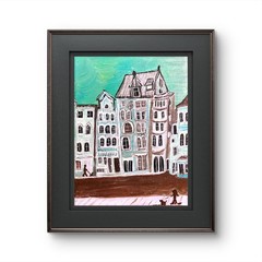 Amsterdam Street Scene Painting Original Acrylic Dutch Cityscape Stroopwafel