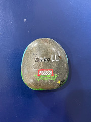 Hand Painted Rock Art ( Peanuts Soccer Snoopy )………Sunflower Creations
