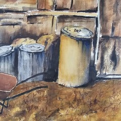 ART – Vintage Original Illegibly Signed Watercolor Painting 19.5×15.5 Framed Art