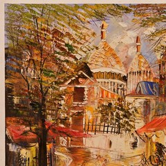 ANTONIO FIERRO Original Vintage Signed European Cityscape Landscape Oil Painting