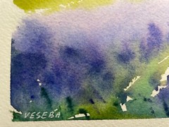 Original Watercolor Painting Landscape Nature Flowers – 9×12 inches – NEW