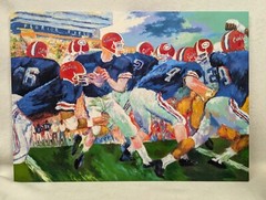 Faux Leroy Neiman Oil on Canvas Florida Gators Georgia Bulldogs Football Game