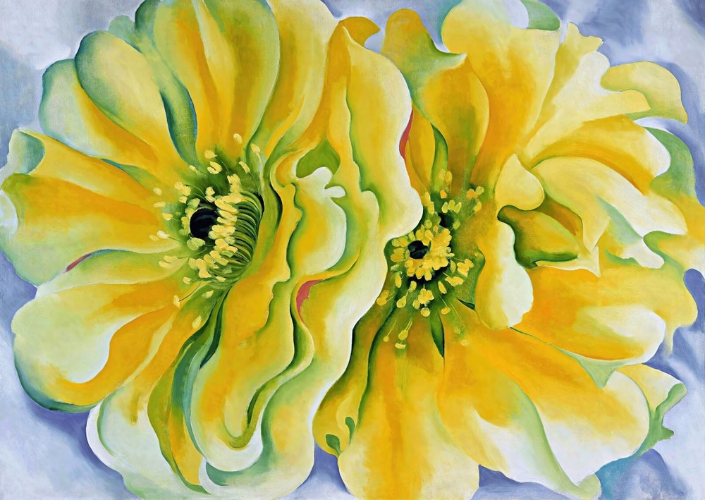 Yellow Cactus Flower Painting by Georgia O’Keeffe Art Reproduction