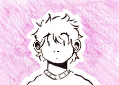 ACEO Ink & Pencil Art Card – Original Character #13 – Pink Purple – 2.5×3.5
