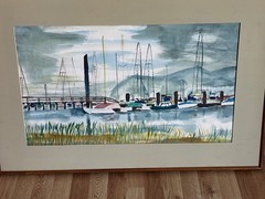EDMUND V PUBLICOVER VINTAGE WATERCOLOR PAINTING SIGNED 1965 FRAME 25″ X 37″