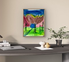 Adventurous river landscape wall art painting 14X11 Gallery Paper original
