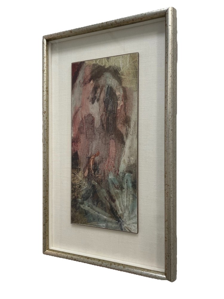 David Curtis Baker 1969 Mixed Media Abstract Female Figure Framed Floating
