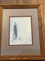 Framed And Matted Tom J. Whitaker Print! The Fisherman 5.75” X 4.5” Print Size