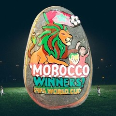 Morocco 2026 World Cup Champions Painted Rock Atlas Lion Soccer Fan Memorabilia