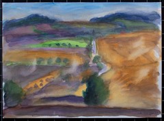 Karlheinz Schäfer Landscape Street Contemporary Art Signed Watercolor 2005