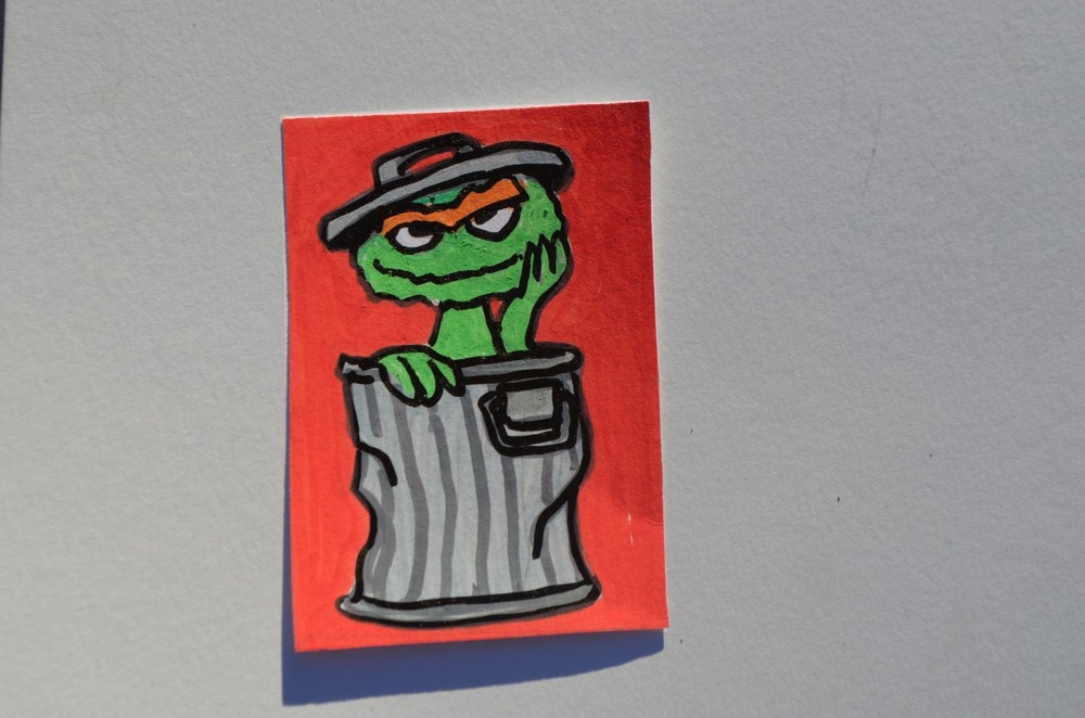ACEO Original Art Oscar the Grouch Not a print signed