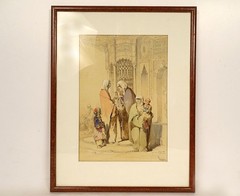 Orientalist Drawing Amedeo Preziosi Ottoman Women Children Istanbul 19th Century