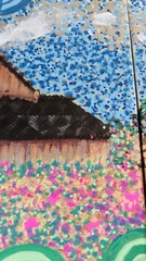 Original 5-Panel Acrylic Paint Pen Canvas Landscape 12″x24″ Folk Art Barn