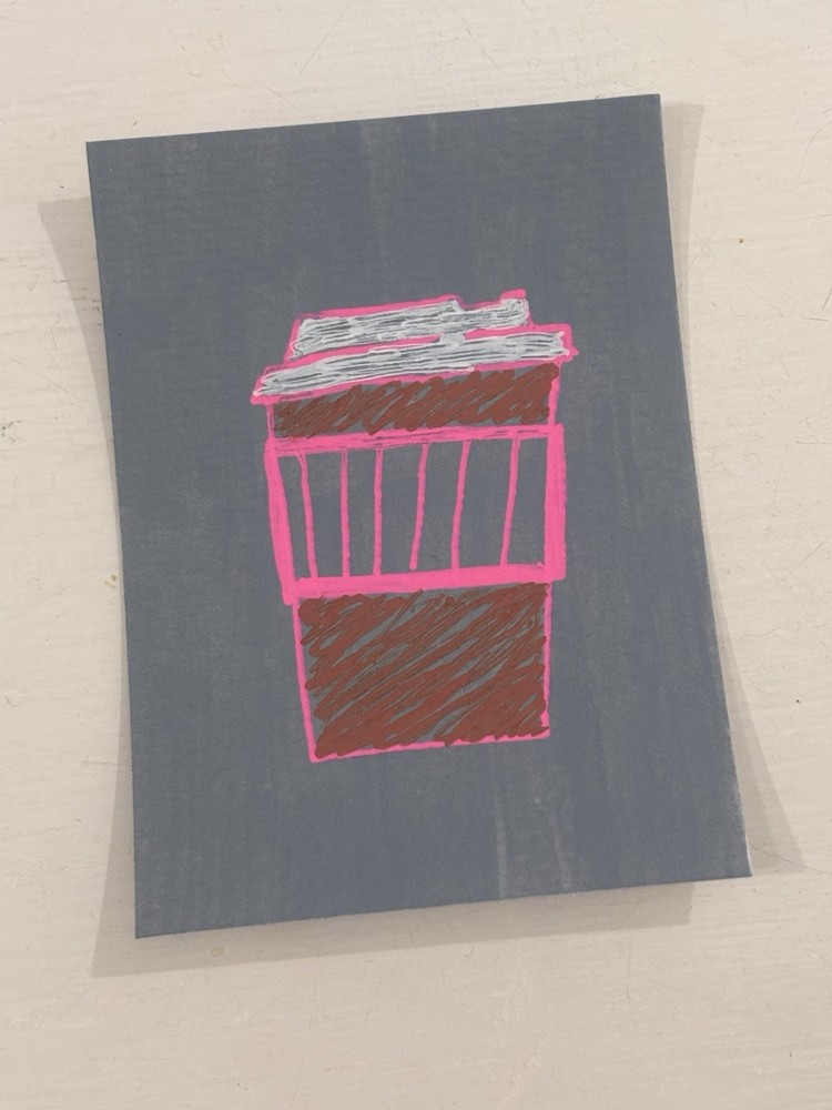 ACEO Watercolor Paper Acrylic Painting Original Mini Art ATC Title Coffee Girl