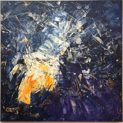 abstract spatula orig sign painting blue oil painting canvas stretched 100×100