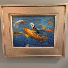 Jei-Wei Zhou „Pond in Summer“ ~ Koi Fish ~original oil on board