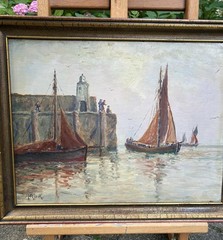 Hermann Rieck (German, 1850) Fishing Boats by the Signal Tower. Ca, 1880.