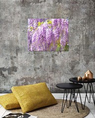 Wisteria Purple Flower Vine Painting Canvas Wall Decor For Living Room Bedroom