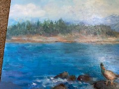 Original Signed Oil Painting Landscape Pond Ducks 16” By 12”