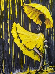 art 122 original painting oil on canvas 40×30 cm Woman with umbrella