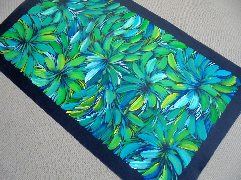 SELINA NUMINA 100 x 60 cm Original Aboriginal Painting. Bush Medicine Leaves