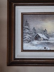 Beautifully framed mountain scenery vintage Oil painting on canvas signed dated