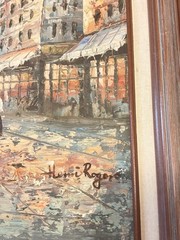 Vintage Henri Rogers Paris Parisian Street Eiffel Tower Oil Painting Signed