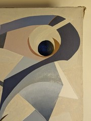 Vintage Modernist mcm Abstract Cubist Biomorphic DOG Painting Interior design