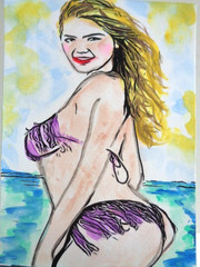 ACEO Women In Art – MODEL KATE UPTON Painting ART