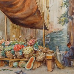 Italian School Early 20th Century Watercolour – Venice Canal Market