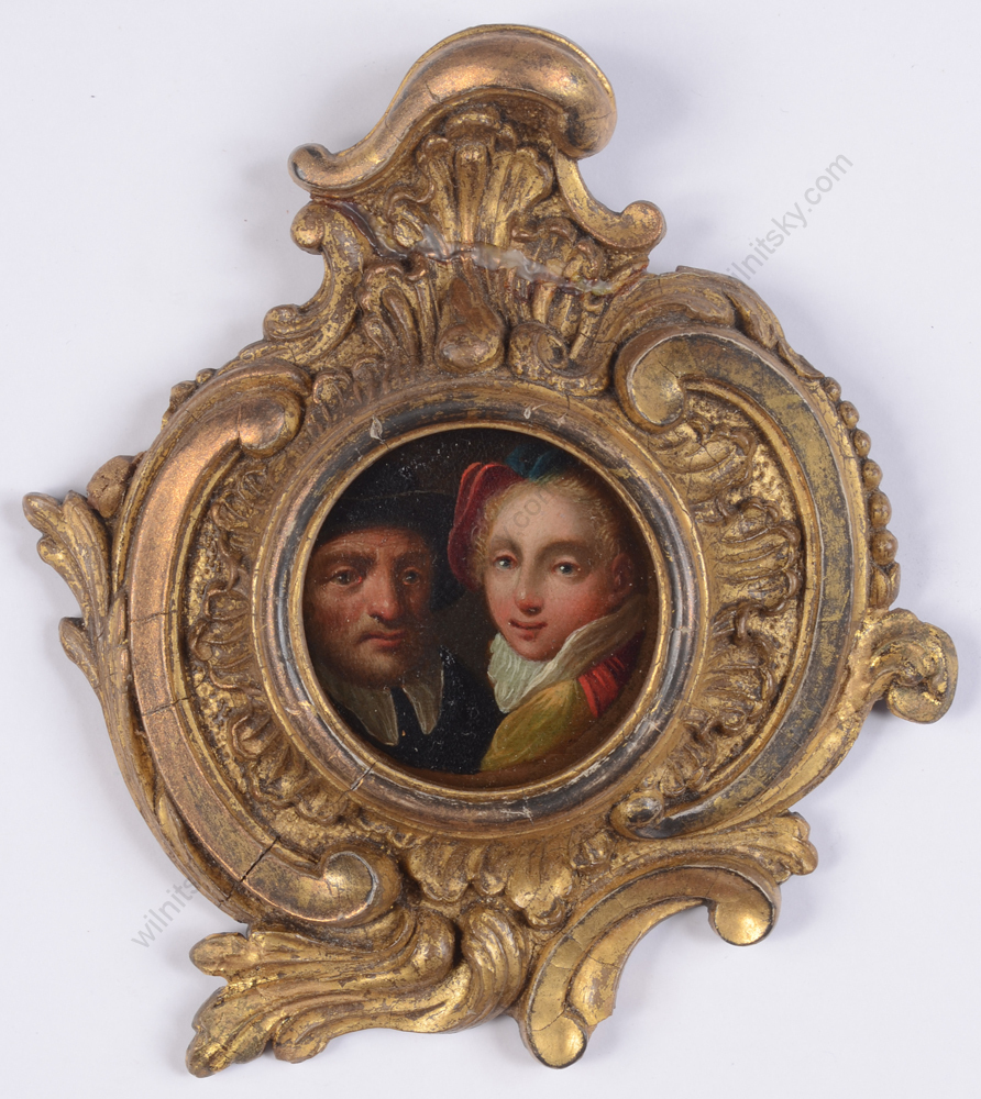 „Double portrait of a married couple“, Dutch oil/copper miniature, 2nd H 17th C