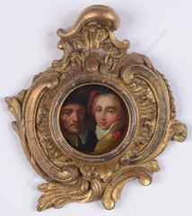 „Double portrait of a married couple“, Dutch oil/copper miniature, 2nd H 17th C