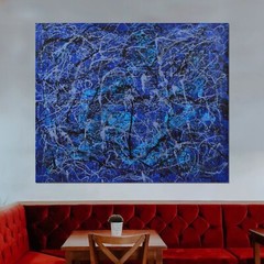 Jackson Pollock style￼￼ Canvas painting￼ 72” X 60”Abstract,Modern,XL,5ftX6ft